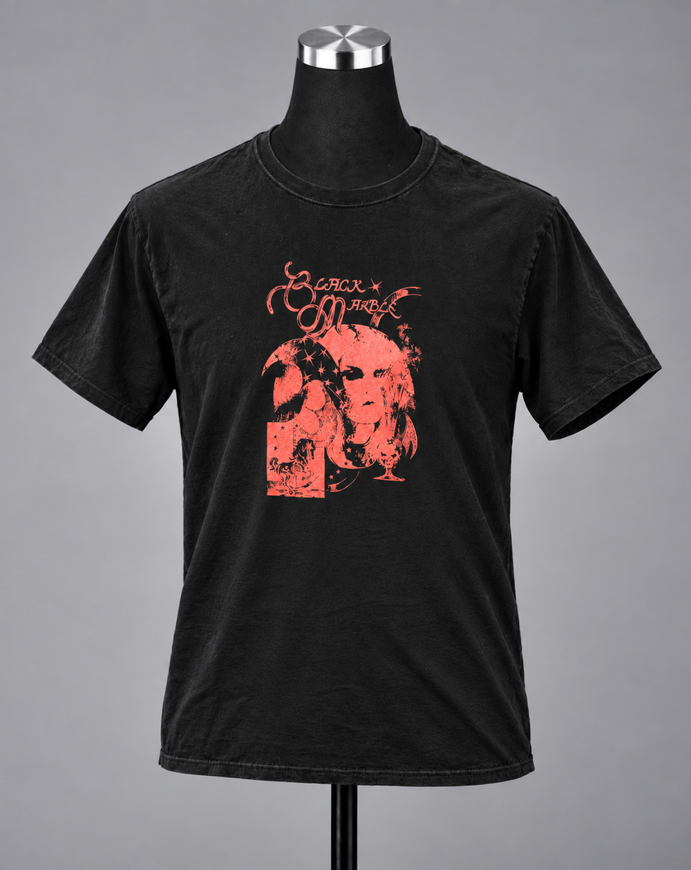 Black Marble Band Carousel Graphic T-Shirt Black Burnt Orange Mens Approx Large